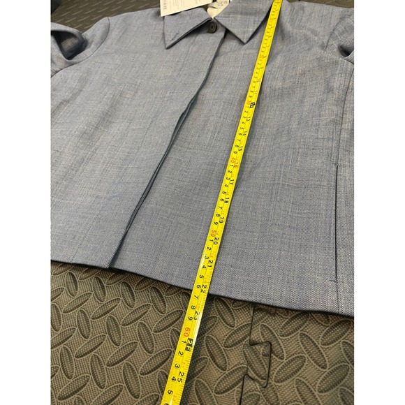 NWT MM LaFleur Nicky 1.0 Jacket Women L Indigo White Sharkskin Cropped Blazer - Picture 9 of 13